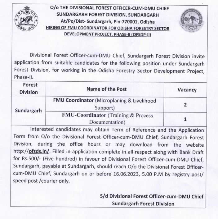 Forest Department Recruitment in Sundargarh 2023